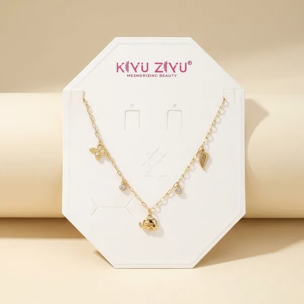 Kiyu_Ziyu_Sparkling_Elephant_Leaf_Charm_Necklace_-_Gold-Toned_Delicate_Chain_With_Crystal_Accents