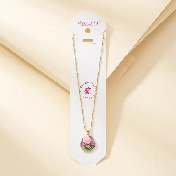 Elegant_Pink_Flower_Pendant_Necklace_With_Gold_Chain