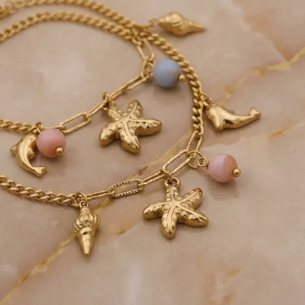 Exclusive_Collection_-_Gold-Tone_Marine_Charm_Bracelet_Set_With_Pastel_Beads