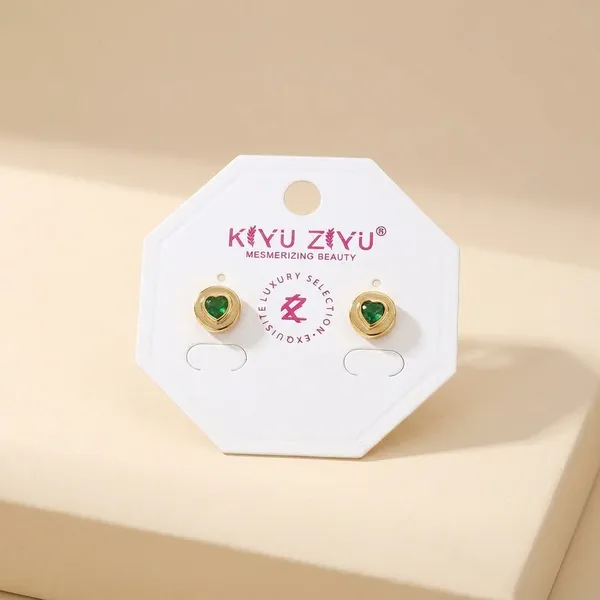 Gold-Tone_Heart_Stud_Earrings_With_Green_Stone_Accent