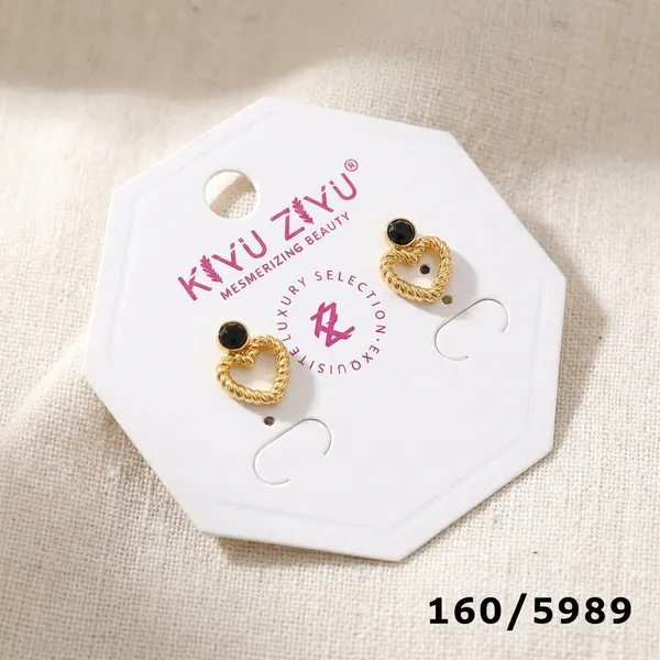 Golden_Beaded_Heart_Stud_Earrings_With_Black_Stone