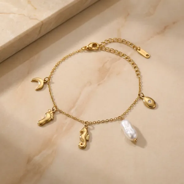Kiyu_Zivu_Exclusive_Collection_Gold-Tone_Sea_Life_Charm_Bracelet_Set_(2_Pieces)
