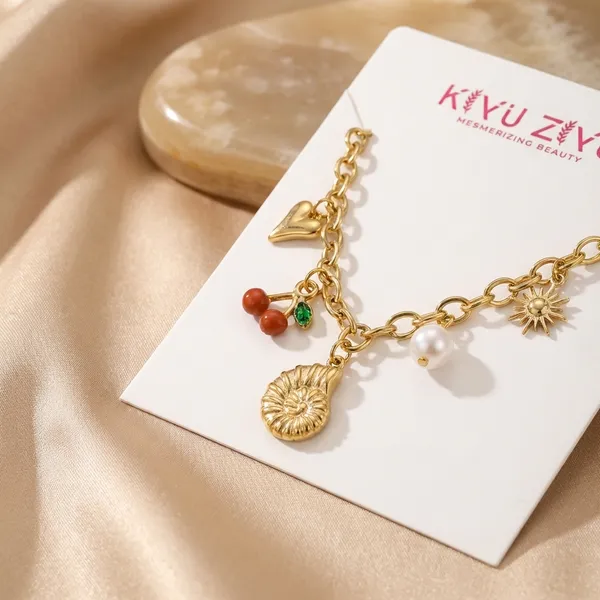 Gold-Toned_Charm_Necklace_With_Pearl_And_Cherry_Pendant