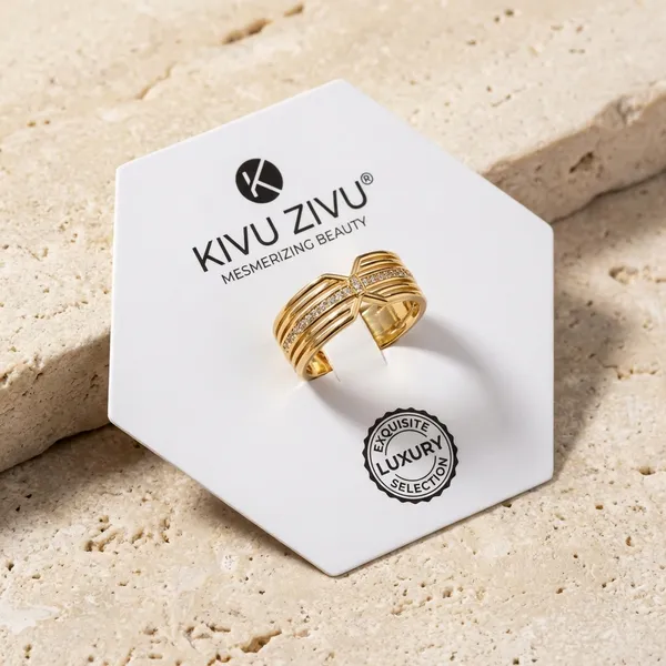 Elegant_Gold-Toned_Striped_Ring_For_Women