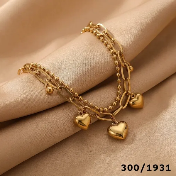 Kivu_Zivu_Exclusive_Collection_Gold-Toned_Multi-Layered_Heart_Charm_Bracelet_Set_(Set_Of_2)
