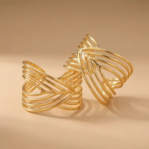 Kiyuziyu_Exclusive_Collection_-_Gold-Toned_Geometric_Cuff_Bracelet_Set_(Plain_6709)