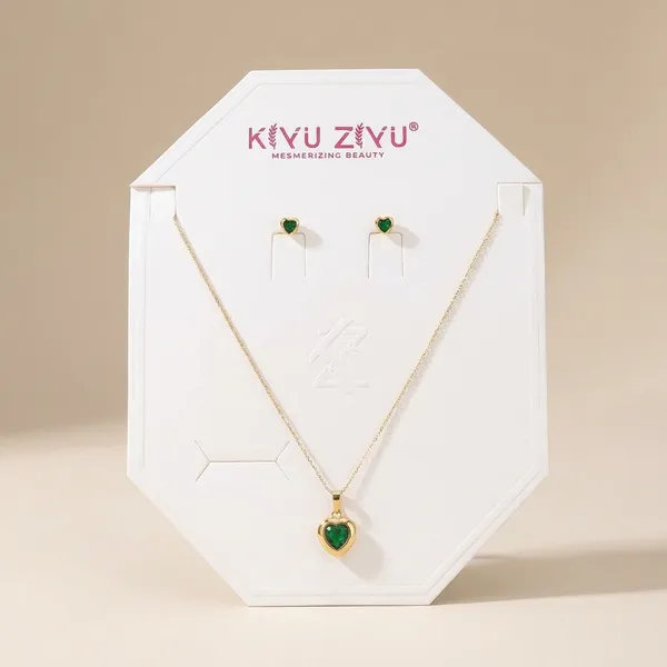 Mesmerizing_Beauty_Heart_Pendant_Necklace_And_Earring_Set_With_Green_Stones
