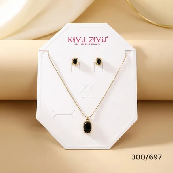 Black_Stone_Pendant_Necklace_And_Earring_Set_With_Gold_Accents
