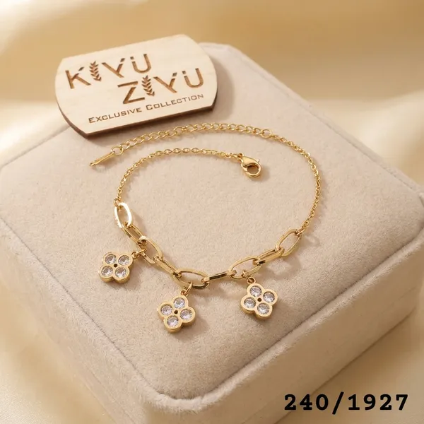 Kyuzu_Exclusive_Collection_-_Gold-Tone_Floral_Charm_Bracelet_And_Anklet_Set_With_Crystal_Accents