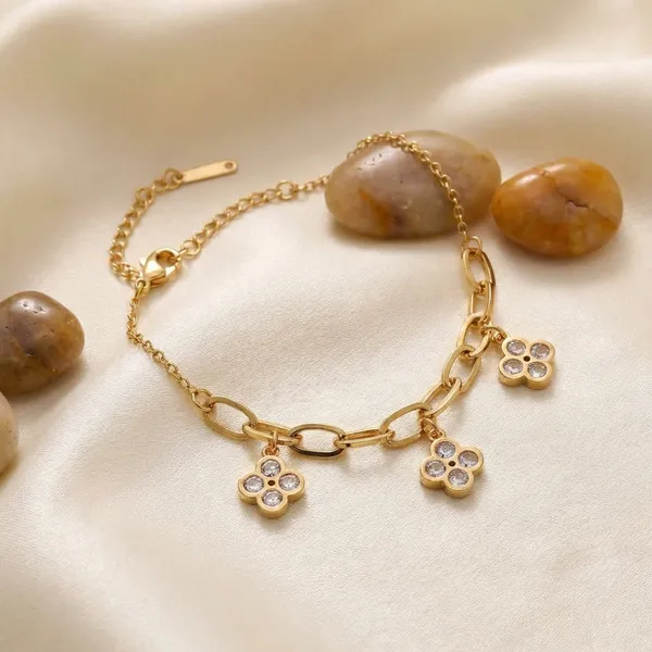 Kyuzu_Exclusive_Collection_-_Gold-Tone_Floral_Charm_Bracelet_And_Anklet_Set_With_Crystal_Accents