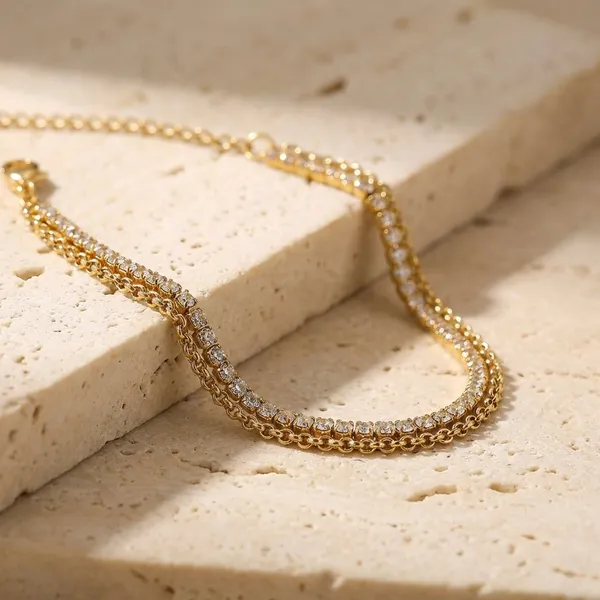 Kiyu_Ziyu_Exclusive_Collection_Sparkling_Gold-Tone_Chain_Bracelet_Set