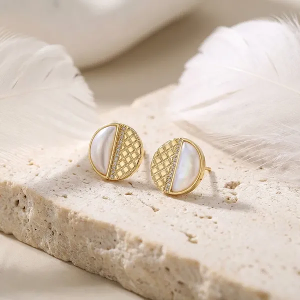 Gold_And_Beige_Half-Moon_Stud_Earrings_-_Geometric_Design