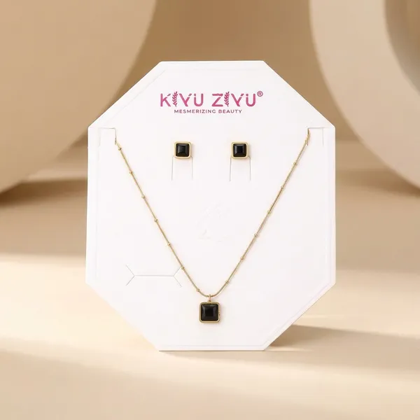 Elegant_Black_Stone_Square_Pendant_Necklace_And_Earrings_Set