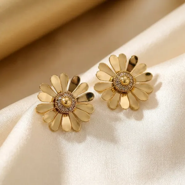 Gold-Toned_Flower_Stud_Earrings_With_Crystal_Center