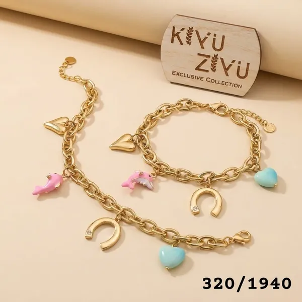 Kiyu_Ziyu_Exclusive_Collection_Charm_Bracelet_Set_-_Gold_Plated_With_Dolphin,_Heart,_And_Moon_Charms