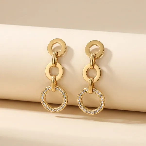 Gold-Toned_Circular_Link_Drop_Earrings_With_Textured_Hoop_Design