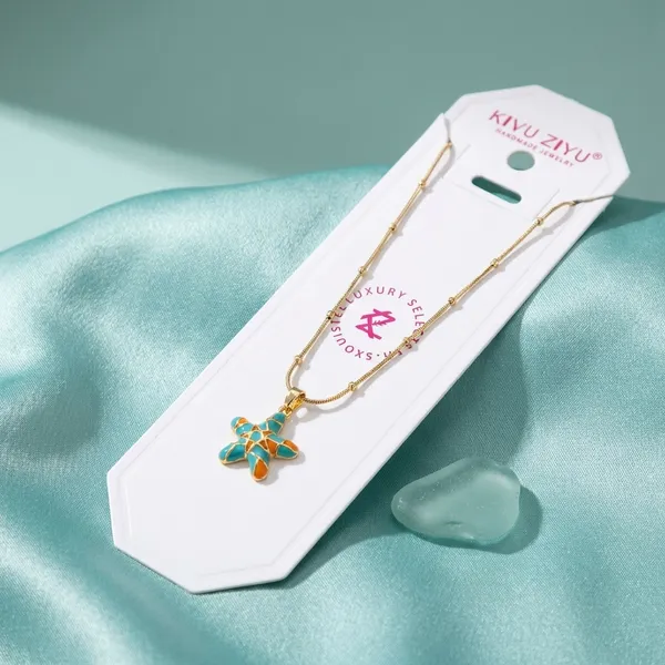 Gold_Starfish_Pendant_Necklace_Set_-_Beach_Theme_Enamel_Jewelry