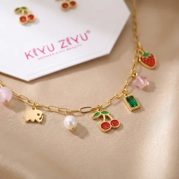 Kiyu_Ziyu_Charm_Necklace_And_Earring_Jewelry_Set_With_Fruits_And_Strawberry_Design