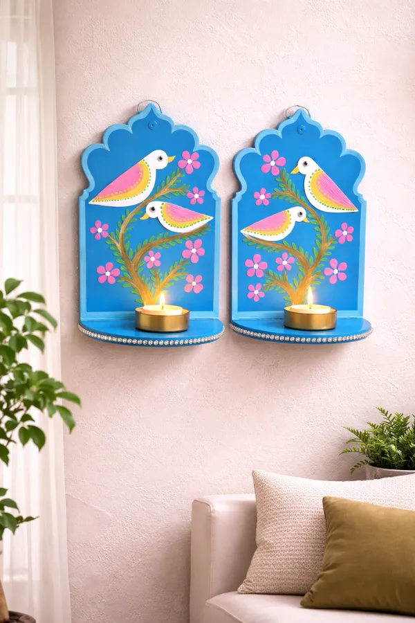Blue_Wooden_Decorative_Bird_With_Floral_Themed_Showpiece_For_Nature_Inspired_Decor_Pack_Of_2