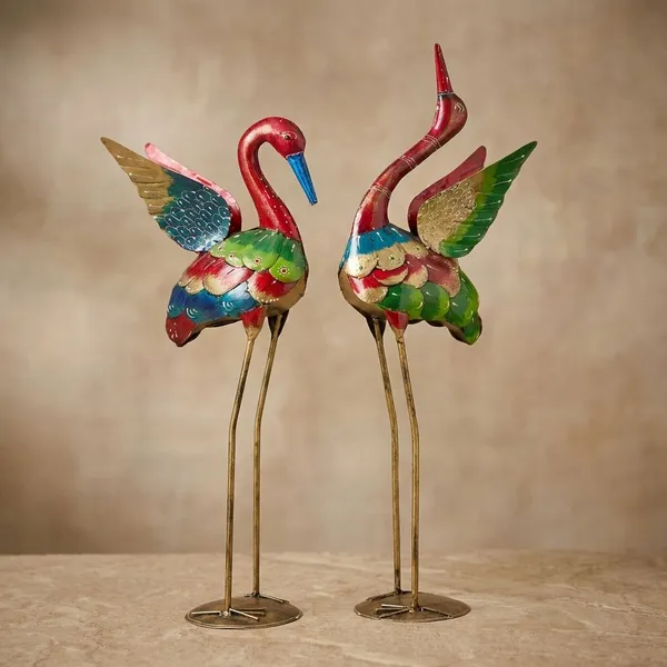 Multicolor_Metal_Handpainted_Crane_Showpiece_For_Living_Room_Pack_Of_2