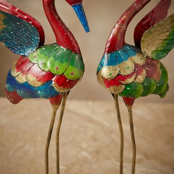 Multicolor_Metal_Handpainted_Crane_Showpiece_For_Living_Room_Pack_Of_2