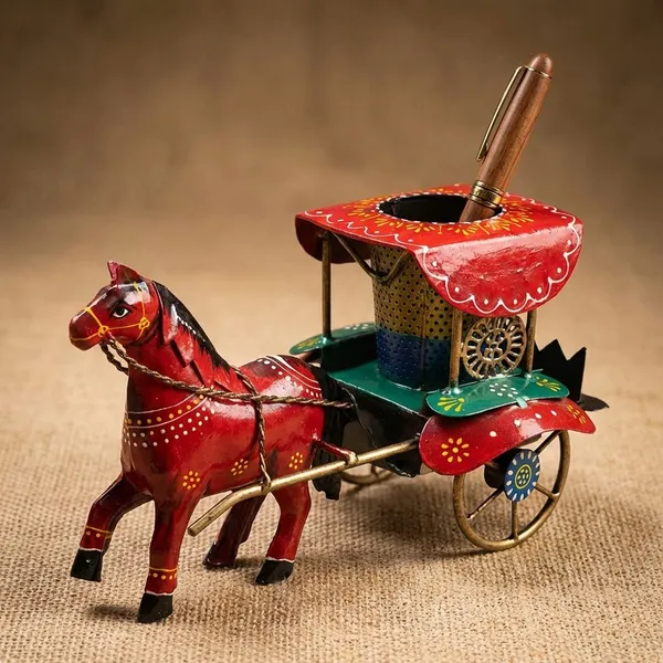 Red_Metal_Rajasthani_Pen_Showpiece_For_Office_Desk