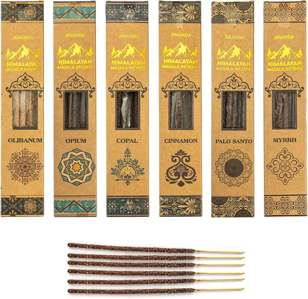 Himalayan_Smudge_Incense_With_6_Fragrant_Scents_-Palo_Santo,_Copal,_Myrrh,_Cinnamon,_Opium,_Olibanum_|_60_Sticks_+_6_Dhoop_|_Masala_Blend