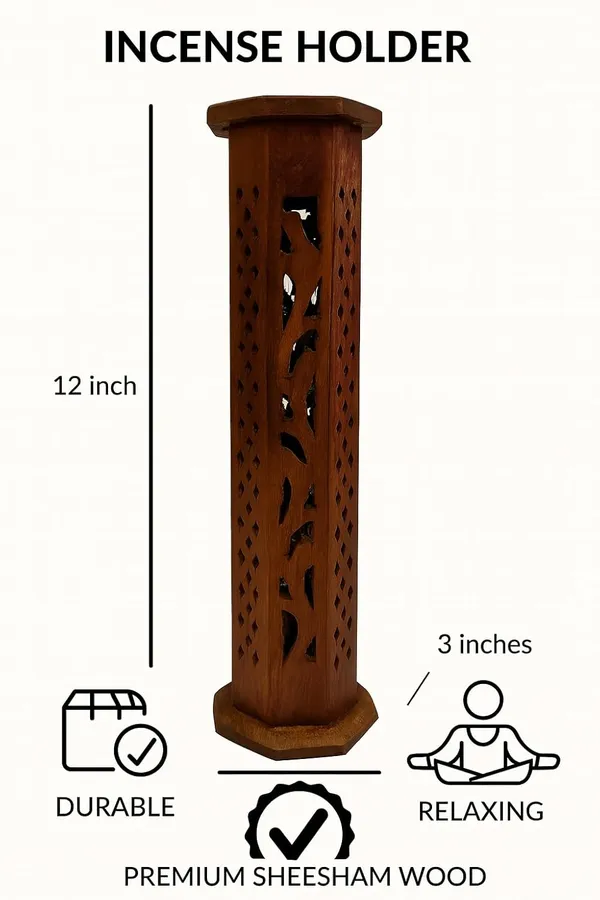 Brown_Rushant_Wooden_Octangle_Tower_With_Incense_Stick_&_Dhoop_Stick_Carved_Drop_Box_With_Rustic_Style_Design|_Incense_Sticks_&_Cone_Burner_Holder_For_Meditation,_Yoga_&_Home_Fragrance_(31_Cm)