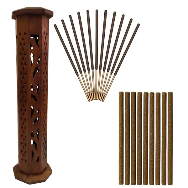 Brown_Rushant_Wooden_Octangle_Tower_With_Incense_Stick_&_Dhoop_Stick_Carved_Drop_Box_With_Rustic_Style_Design|_Incense_Sticks_&_Cone_Burner_Holder_For_Meditation,_Yoga_&_Home_Fragrance_(31_Cm)