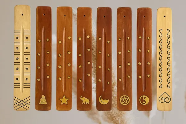 Rushant_Wooden_Incense_Stick_Holders_�_Set_of_6,Ash_Catcher_Burner,_Handcrafted_Premium_Wood,_Random_Design_&_Colour,_Ideal_for_Meditation,_Yoga_&_Home_Fragrance