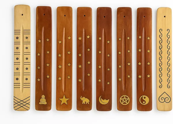 Rushant_Wooden_Incense_Stick_Holders_�_Set_of_6,Ash_Catcher_Burner,_Handcrafted_Premium_Wood,_Random_Design_&_Colour,_Ideal_for_Meditation,_Yoga_&_Home_Fragrance