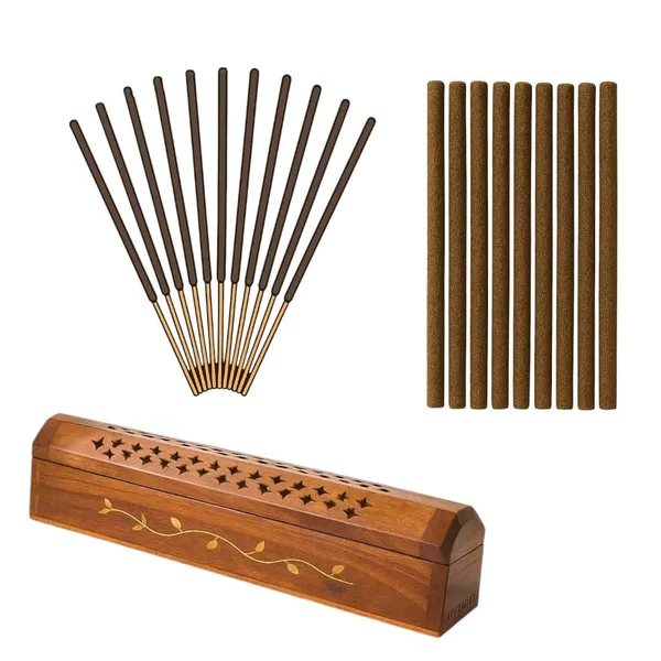 Brown_Rushant_Wooden_Incense_Holder_Coffin_Box_31_Cm_Sheesham_Wood_With_Storage,_Brass_Leaf_Design,_Free_Sandal_Saffron_Dhoop_&_Incense_Sticks
