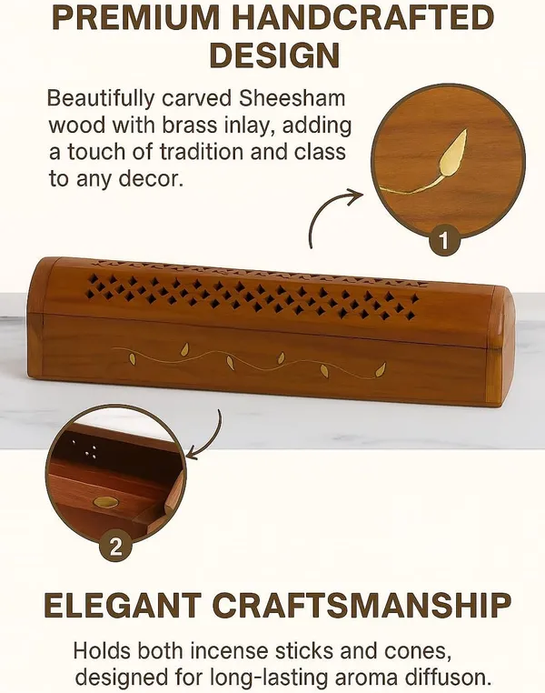 Brown_Rushant_Wooden_Incense_Holder_Coffin_Box_31_Cm_Sheesham_Wood_With_Storage,_Brass_Leaf_Design,_Free_Sandal_Saffron_Dhoop_&_Incense_Sticks