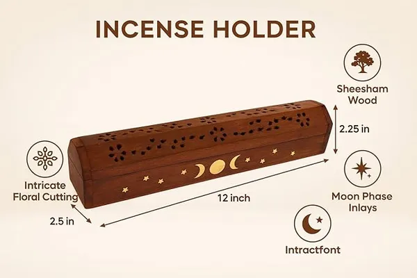 Brown_Rushant_Wooden_Incense_Holder_Coffin_Box_31_Cm_Sheesham_Wood_With_Storage,_Brass_Sun,_Moon_&_Star_Design,_Free_Sandal_Saffron_Dhoop_&_Incense_Sticks