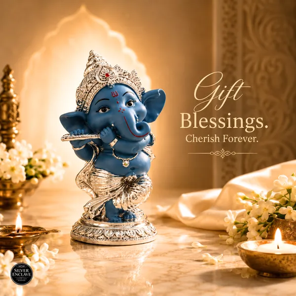 Blue_Dark_Dancing_Ganesh_Idol_Silver_Plated_Luxury_Spiritual_Decor_(Assorted_Color)