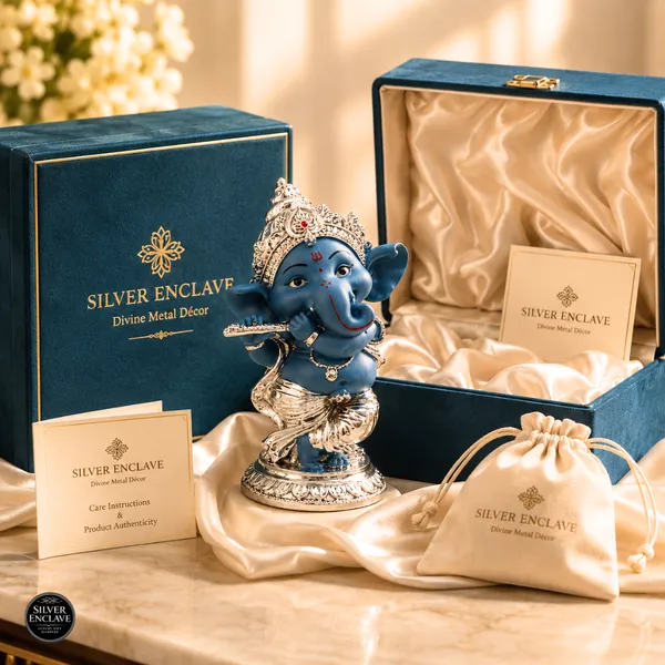 Blue_Dark_Dancing_Ganesh_Idol_Silver_Plated_Luxury_Spiritual_Decor_(Assorted_Color)