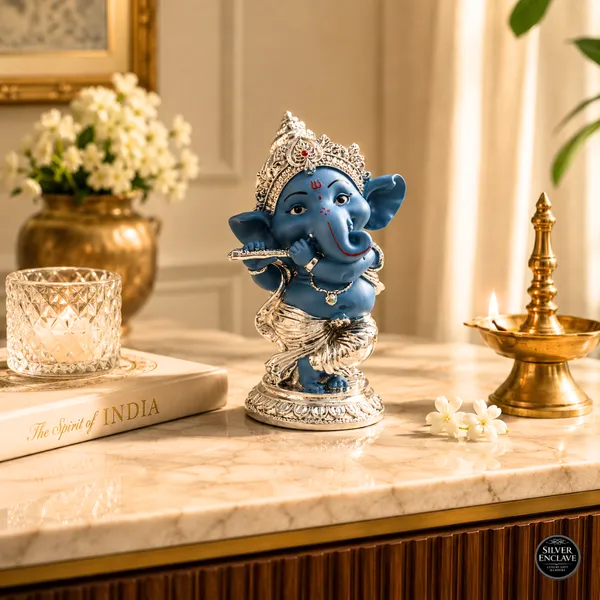 Blue_Dark_Dancing_Ganesh_Idol_Silver_Plated_Luxury_Spiritual_Decor_(Assorted_Color)