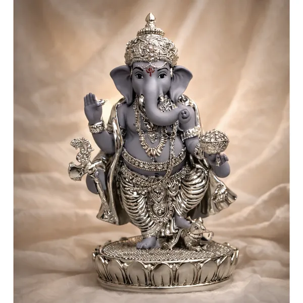 Purple_Charcoal_Grey_Silver_Plated_Ganesha_Idol_For_Home_Temple_&_Gifting