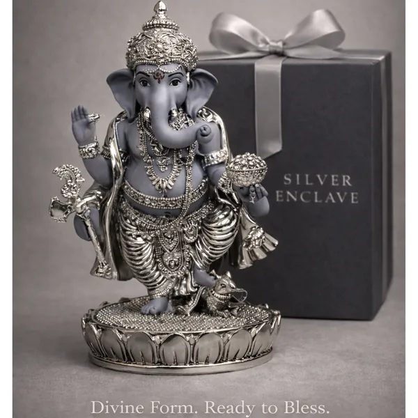 Purple_Charcoal_Grey_Silver_Plated_Ganesha_Idol_For_Home_Temple_&_Gifting