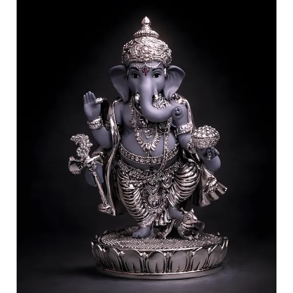 Purple_Charcoal_Grey_Silver_Plated_Ganesha_Idol_For_Home_Temple_&_Gifting
