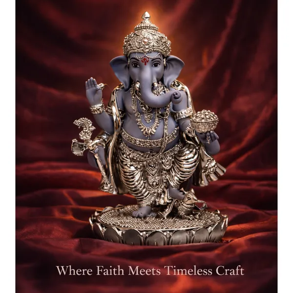 Purple_Charcoal_Grey_Silver_Plated_Ganesha_Idol_For_Home_Temple_&_Gifting
