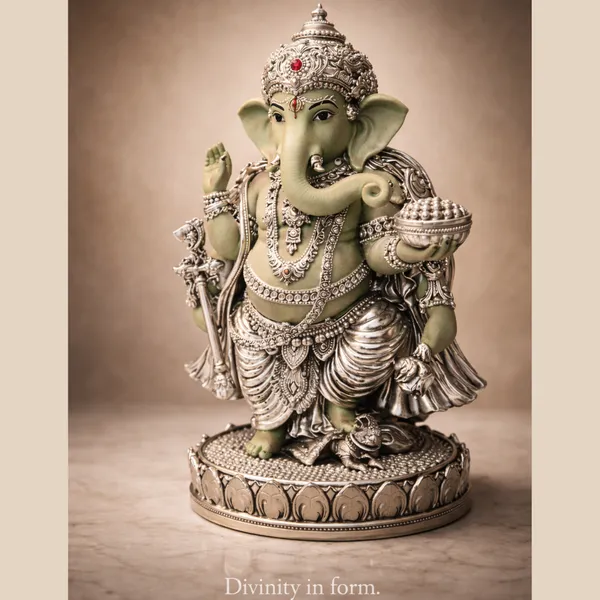 Green_Leaf_Silver_Plated_Ganesha_Idol_For_Home_Temple_&_Gifting