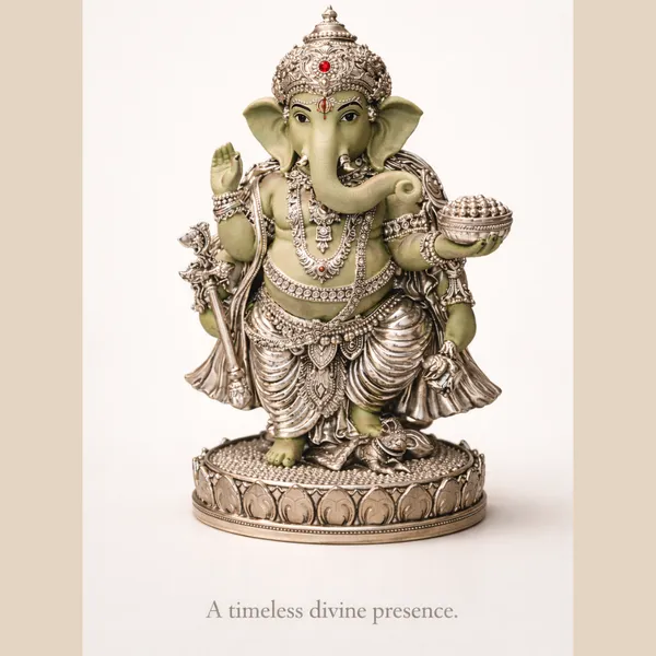 Green_Leaf_Silver_Plated_Ganesha_Idol_For_Home_Temple_&_Gifting