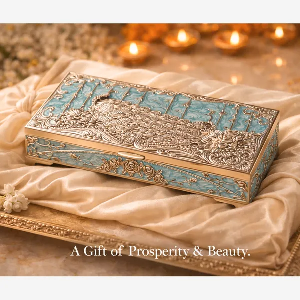 Blue_Silver_Plated_Peacock_Dry_Fruit_Box_With_Dual_Compartments_Enamel_Gift_Box