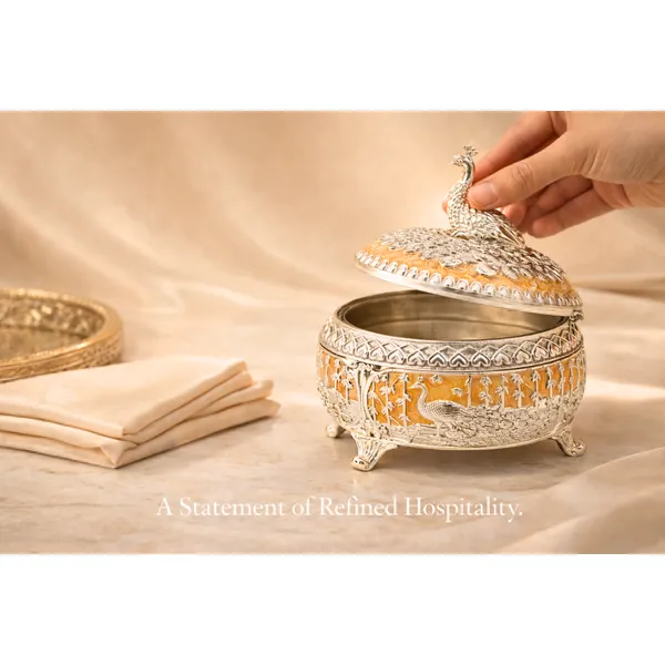 Yellow_&_Silver_Plated_Peacock_Mukhwas_Bowl_With_Enamel_Luxury_Wedding_&_Festival_Gift