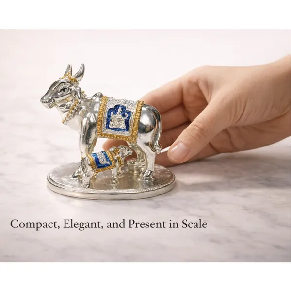 Multicolor_Silver_Plated_Kamdhenu_Idol_With_Enamel_Auspicious_Cow_And_Calf_Murti_For_Home_And_Mandir
