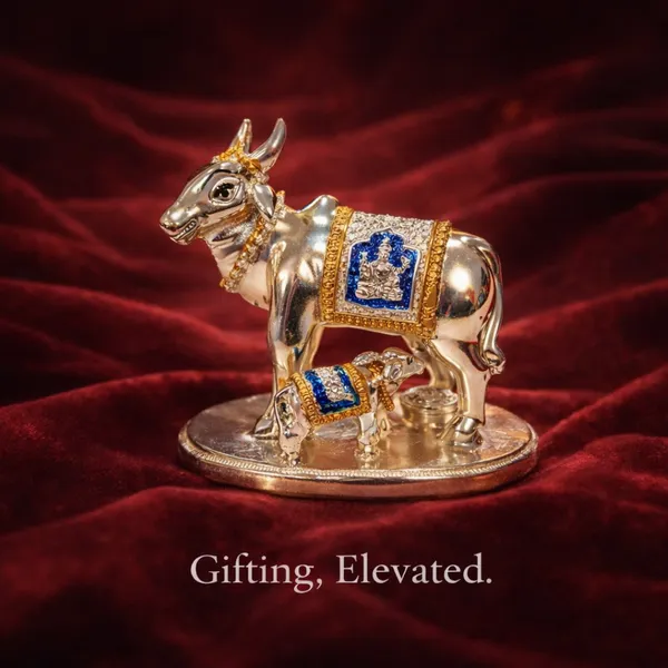Multicolor_Silver_Plated_Kamdhenu_Idol_With_Enamel_Auspicious_Cow_And_Calf_Murti_For_Home_And_Mandir