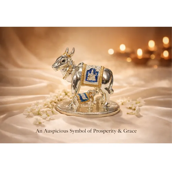 Multicolor_Silver_Plated_Kamdhenu_Idol_With_Enamel_Auspicious_Cow_And_Calf_Murti_For_Home_And_Mandir