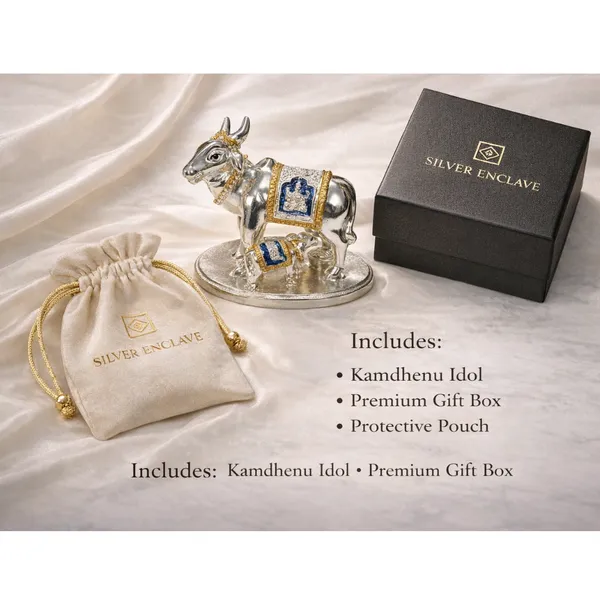 Multicolor_Silver_Plated_Kamdhenu_Idol_With_Enamel_Auspicious_Cow_And_Calf_Murti_For_Home_And_Mandir