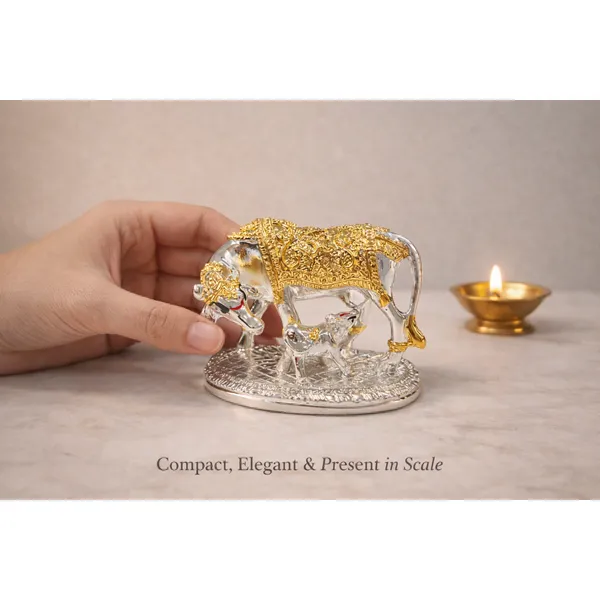 Golden_Silver_Plated_Kamdhenu_Cow_And_Calf_Idol_With_Gold_Enamel_For_Pooja_And_Gifting